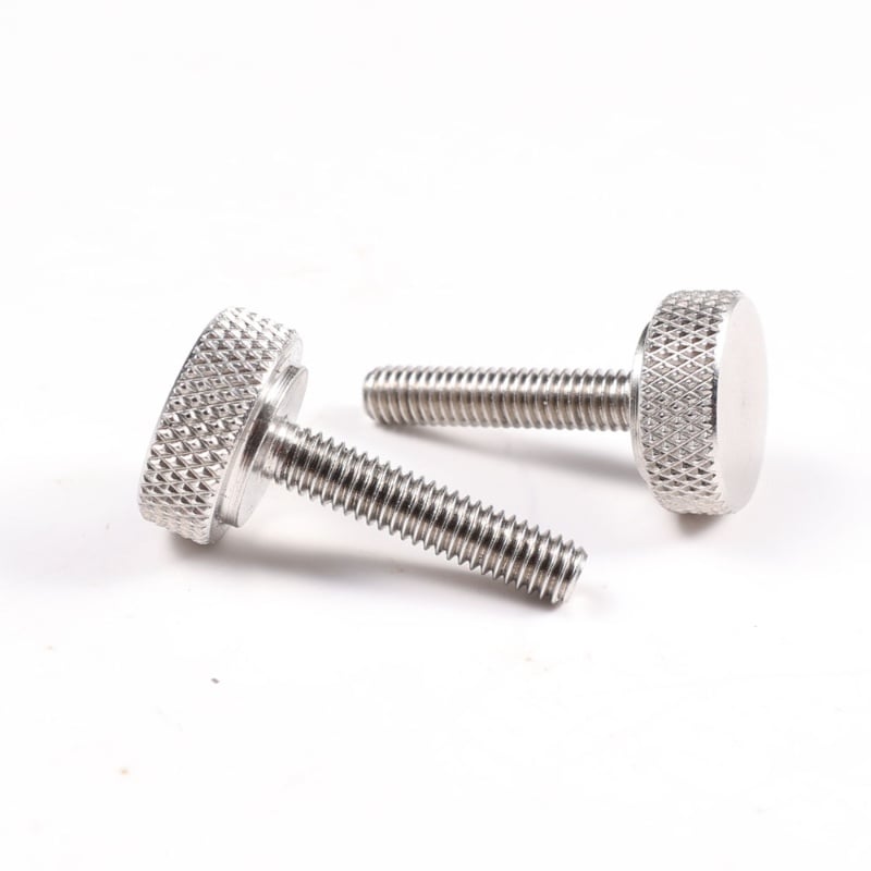 18-8 Stainless Steel Plain M4 x 0.7 Knurled Head Thumb Screw