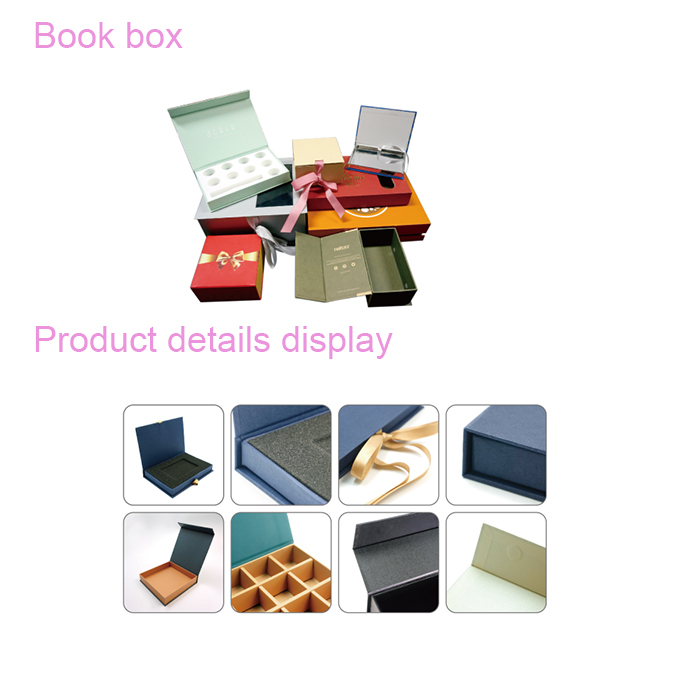 Custom Rose Gold Cardboard Flat Folding Hair Extension Paper Packaging Gift Box With Ribbon details