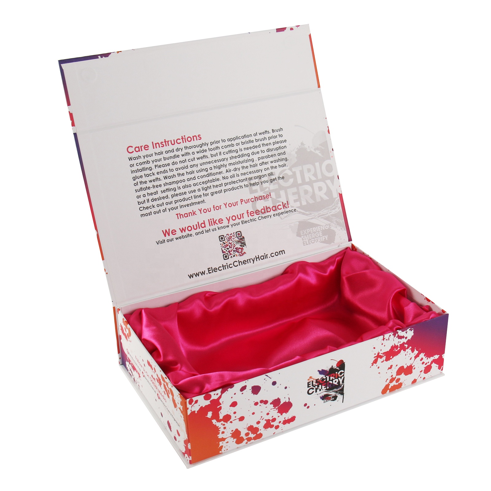 Custom Rose Gold Cardboard Flat Folding Hair Extension Paper Packaging Gift Box With Ribbon manufacture