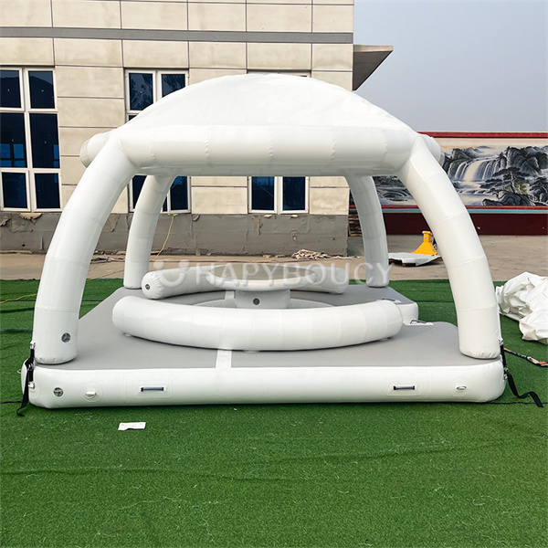 Stay dry and secure in an inflatable floating tent on the water