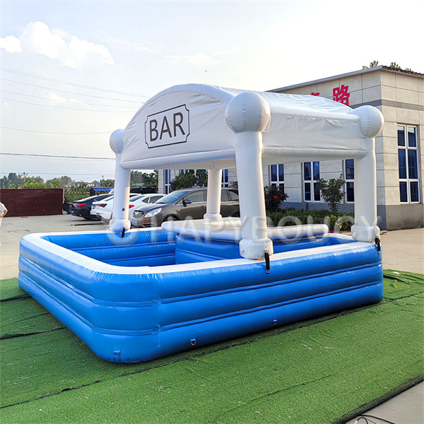 Enjoy a refreshing beverage without leaving the pool with an inflatable bar