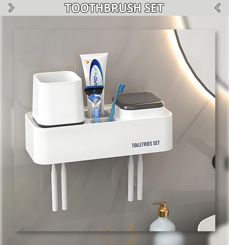 Household Wall-Mounted Toothbrush Holder with Two Cup No Punching Required High Quality Bathroom Toothbrush Holder details