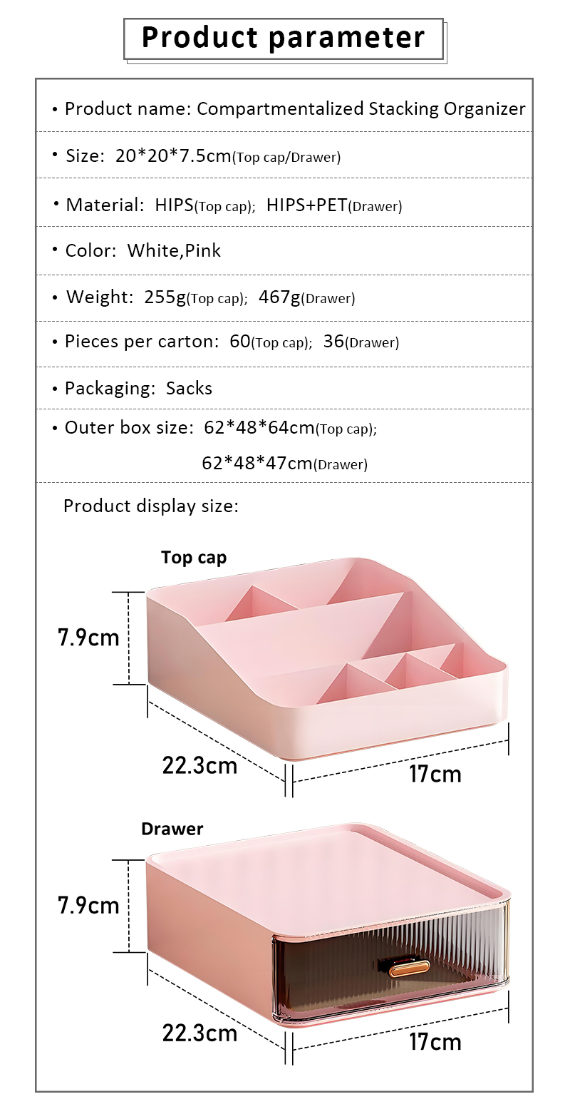 Makeup Skincare Lipstick Organizer Drawer Type Combination Desktop Stacking Storage Box factory