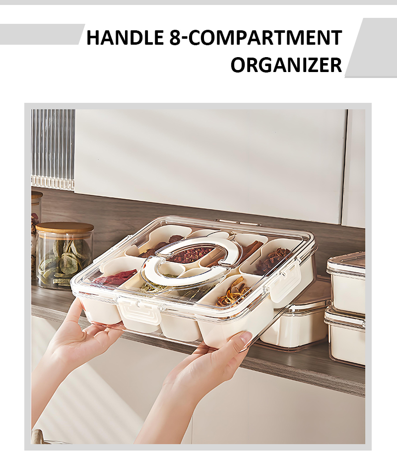 Hot Product Portable 8-Compartment Transparent Snack Box Plastic Sealed Round Storage Divider Container for Food Storage supplier