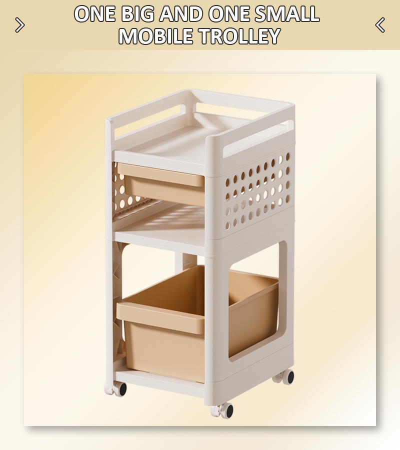 2025 Model Multifunctional Double Storage Trolley Newest Office Accessories with Drawer Plastic Material for Kitchen Living Room factory