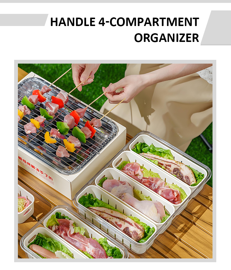 Portable 4 Compartment Plastic Kitchen Storage Box New Product for Refrigerator Special Preservation Food Draining Basket details