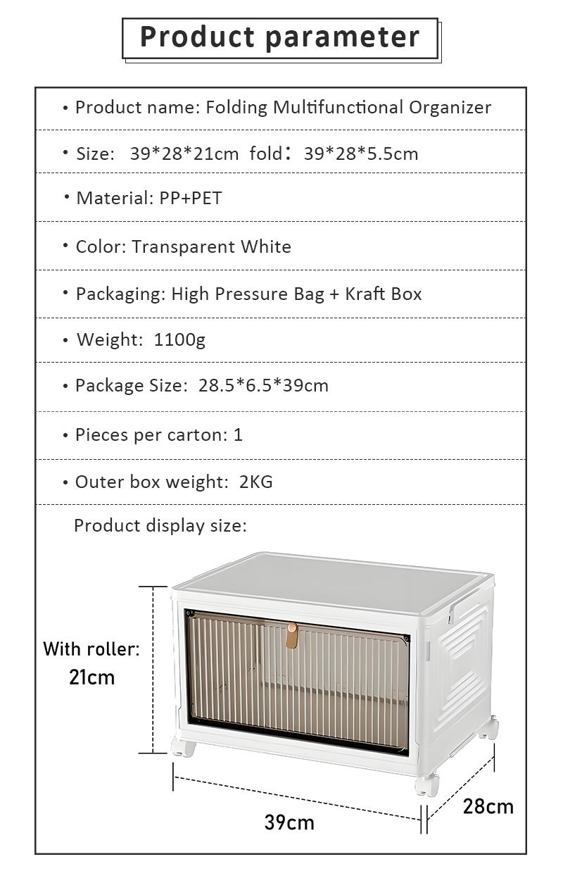 Collapsible Clothing Storage Bins with Lids Wheels Plastic Folding Stackable Closet Organizer Storage Box with Doors for Home supplier