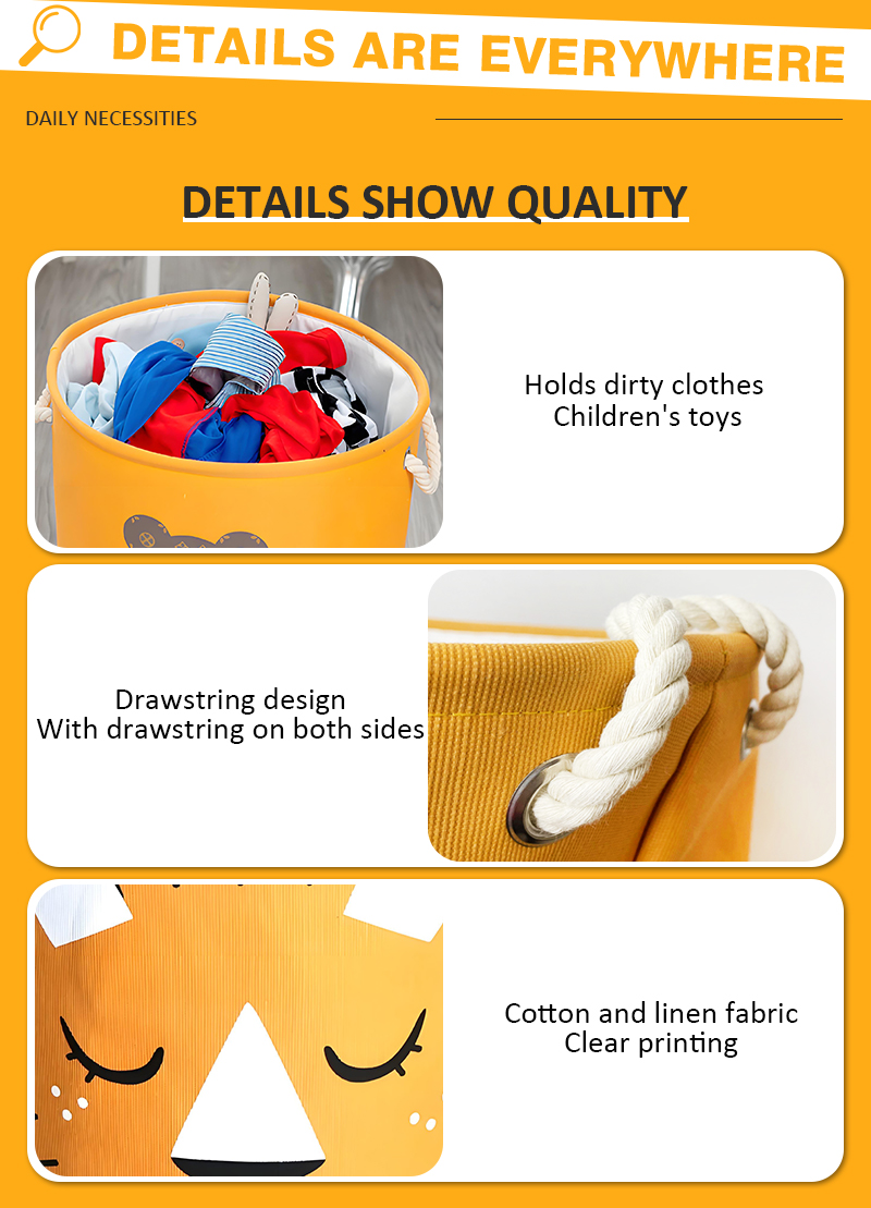 Children's Cartoon Animal Pattern Folding Cloth Storage Bags Fabric Toy Organizer and Storage Bucket Use for Clothes manufacture