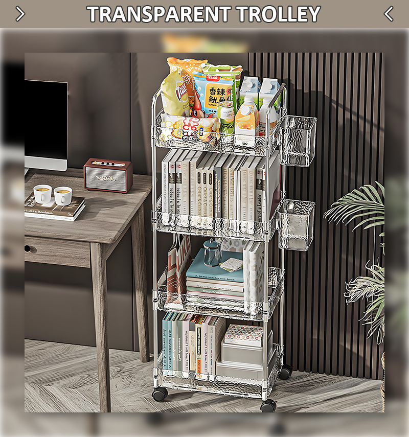 Light Luxury 4-Tier Kitchen Cart Organizer Multi-Layer Transparent Plastic Storage Rack with Wheels Luxury Rack Holder Home Use factory