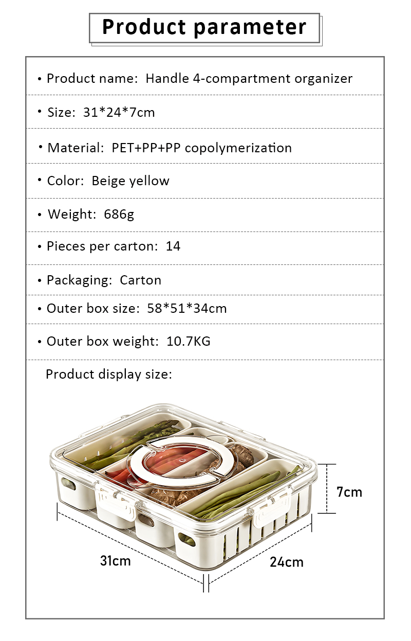 Portable 4 Compartment Plastic Kitchen Storage Box New Product for Refrigerator Special Preservation Food Draining Basket manufacture