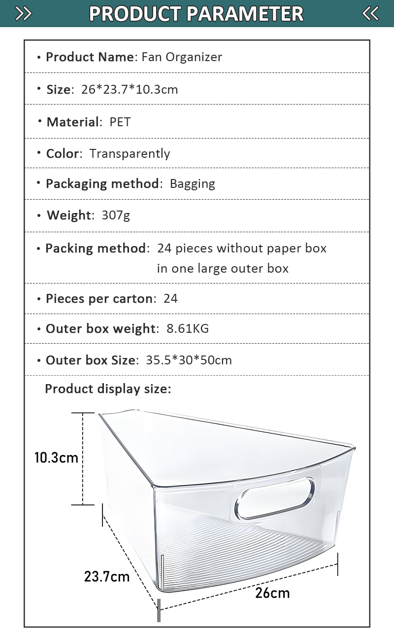 Choice Fun New Clear PET Triangle Storage Box for Kitchen Refrigerator Arc-Shaped Organizer with Handle factory