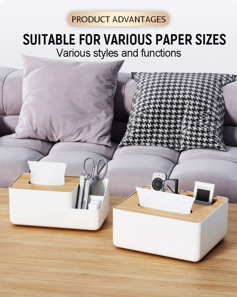 7-piece Set of Simple Multi-size Multi-function Bamboo Cover Dust Proof Plastic Napkin Box Hotel bar Restaurant factory