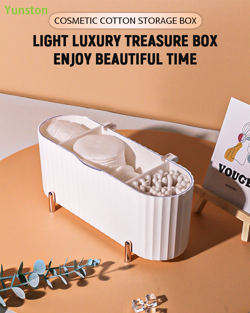 Luxury Table Top Display Rack for Cosmetics Store Plastic Dust-proof Cosmetic Cotton Storage Box Rack Cosmetics Storage Rack manufacture