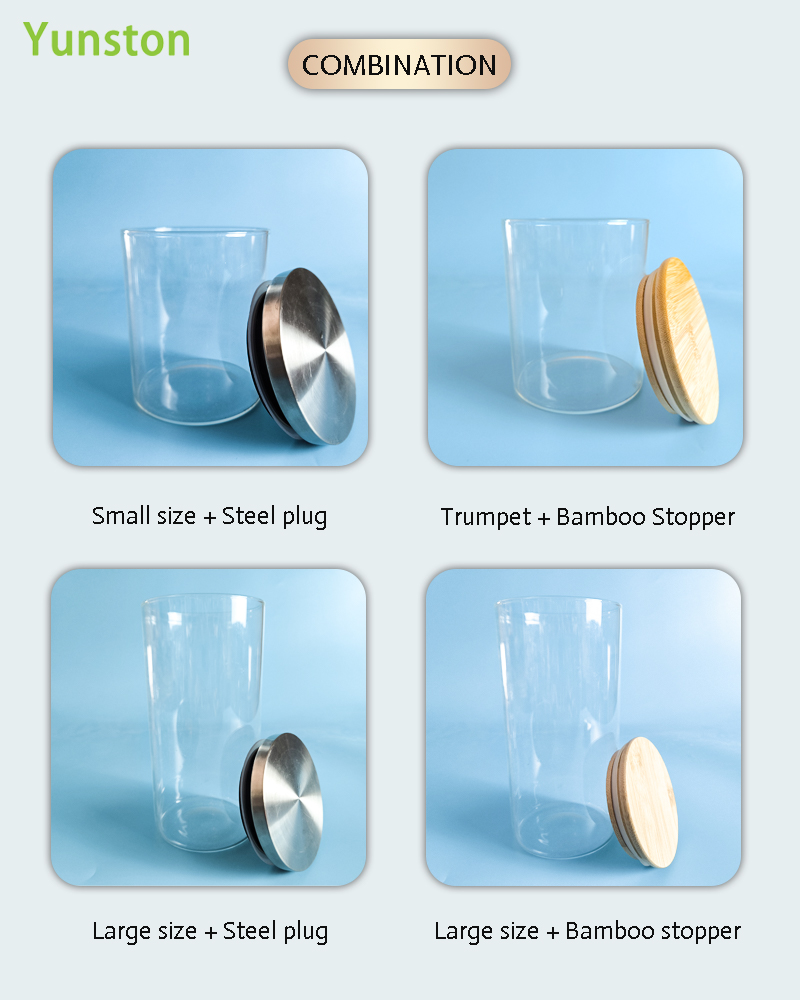 Clear Glass Storage tank with Wooden Lid Multigrain Storage sealed tank High Borosilicate Glass sealed tank supplier