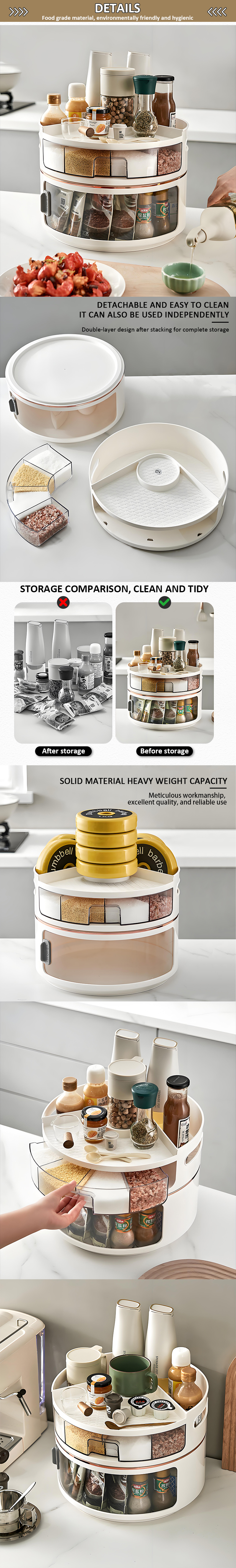 Transparent Plastic Lazy Susan Turntable Rack Kitchen Spice Organiser Rotating Storage Box for Food Food Storage Container manufacture