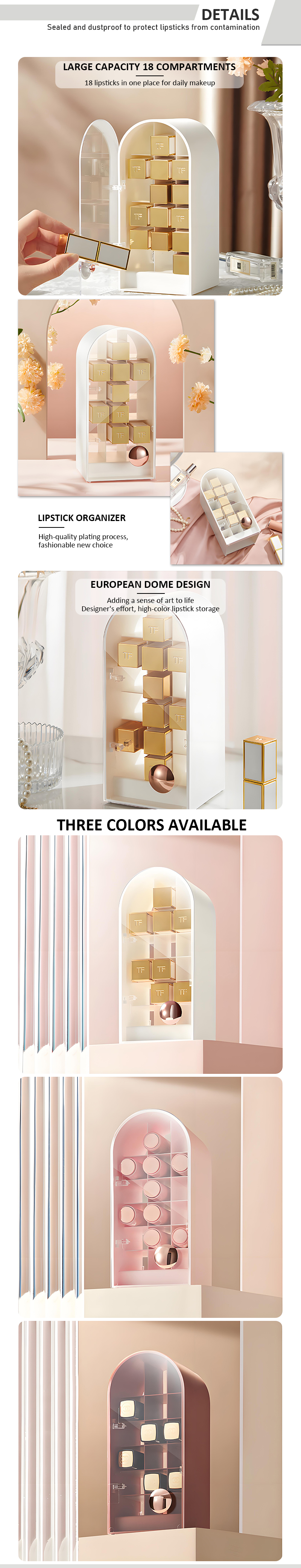 Dustproof Lipstick Organizer Lip Balm Holder Shelf Rack 18 Slots Lipstick Storage Box Lipsticks Display Stand supplier