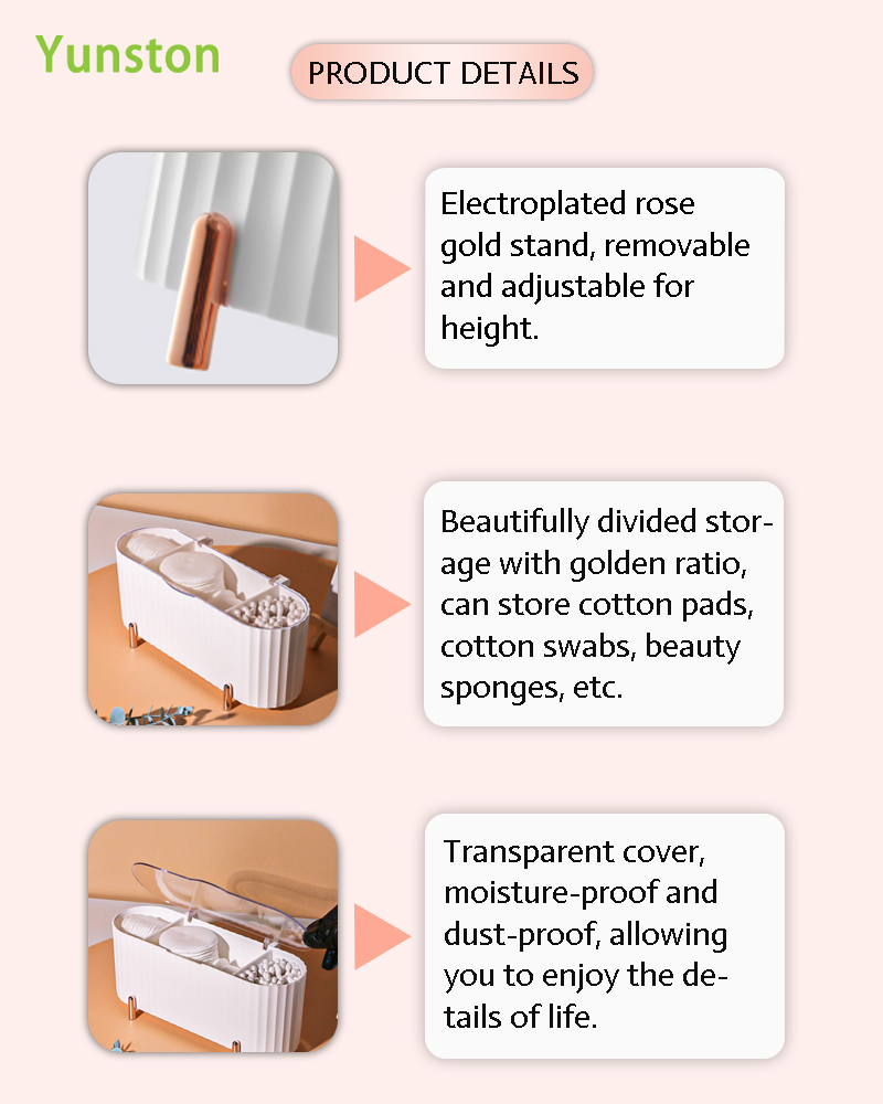 Luxury Table Top Display Rack for Cosmetics Store Plastic Dust-proof Cosmetic Cotton Storage Box Rack Cosmetics Storage Rack supplier