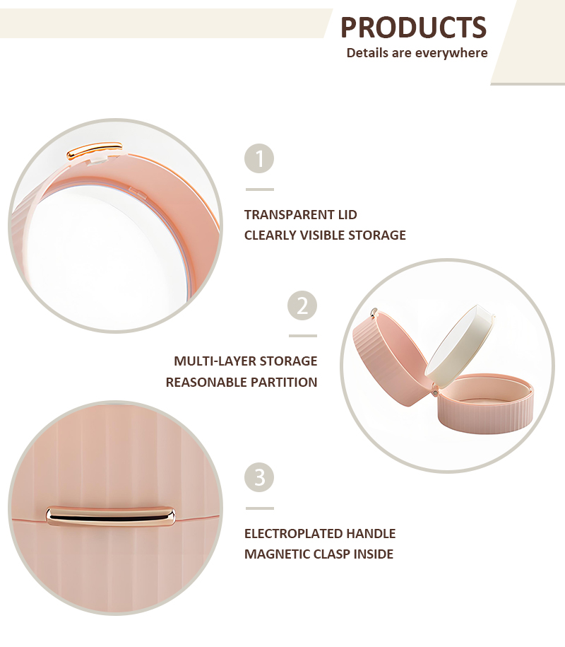 Hot New Light Luxury Mini Jewelry Box Plastic Portable Round Jewellery Storage Box with Magnetic Clasp details