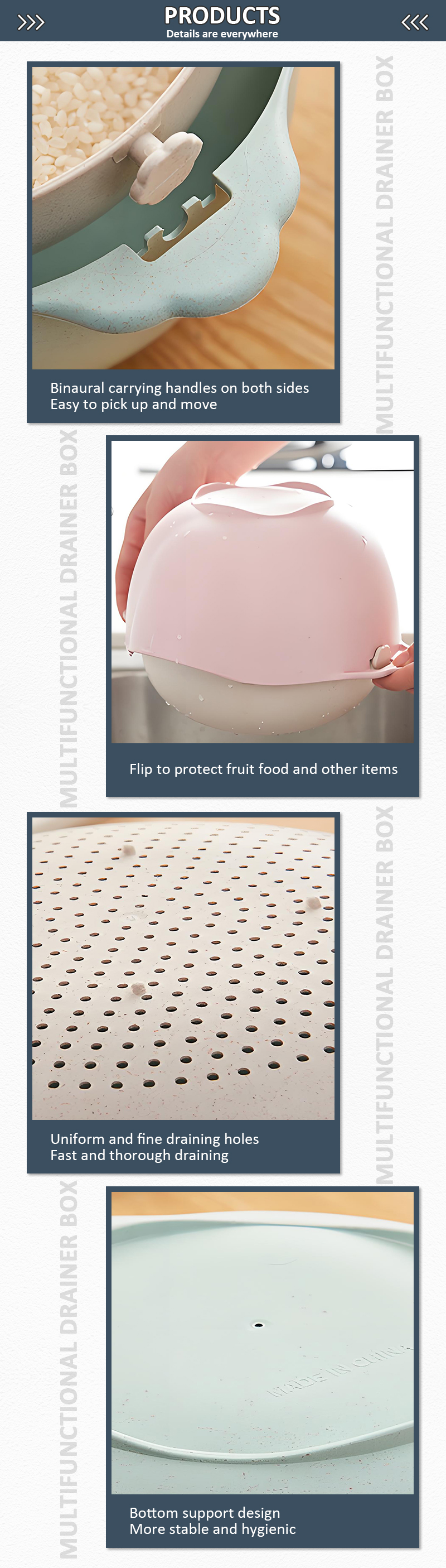 Double-Layer High Quality Multi-functional Drain Basket Fruit and Vegetable Drain Basket supplier