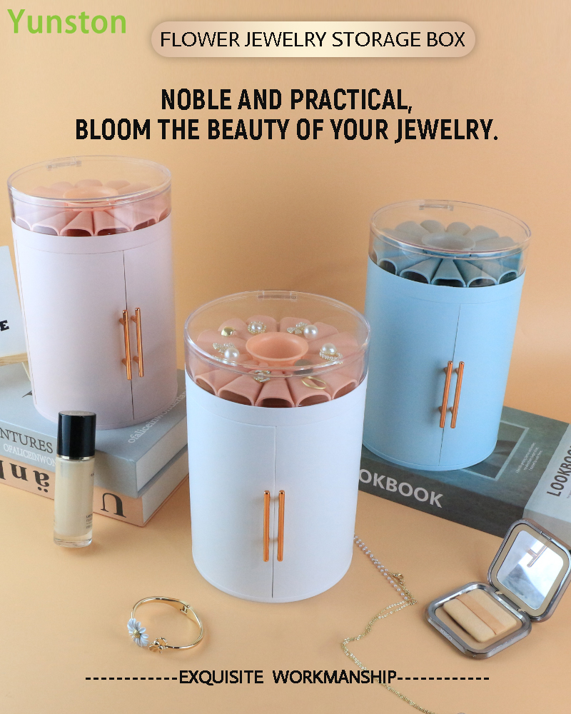 Small Round Multi-Layer Transparent Cylinder Jewelry Storage Box Table Top Organiser with Ring Tray Lid Multifunctional Design supplier
