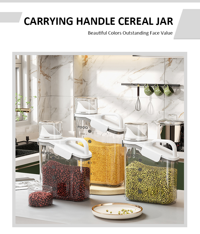 Hot Products Plastic Bulk Food Storage Container Grain Transparent Tank Rice Barrel Cereal Dispenser with Silicone Sealing Ring details