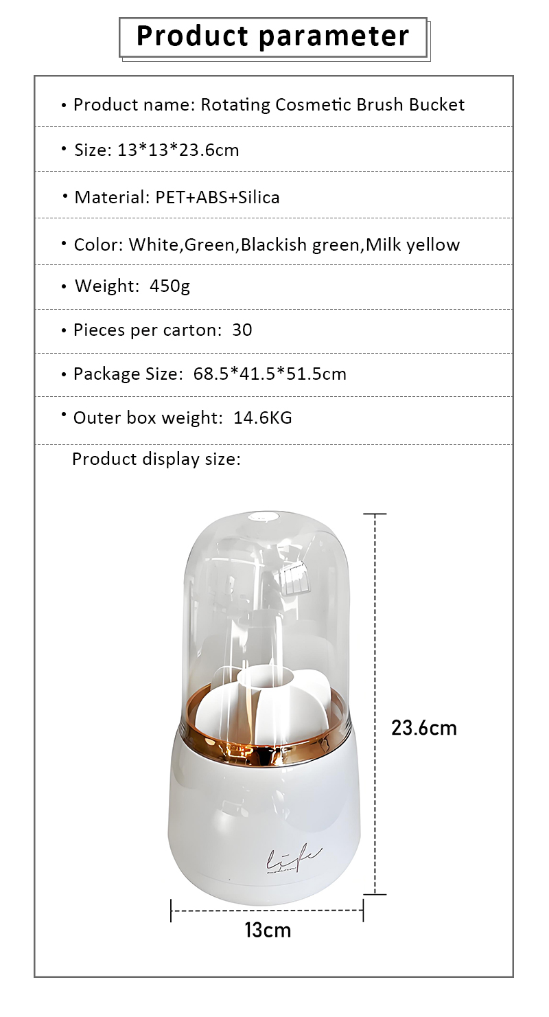 High Quality Desktop 360 Degree Rotating Multifunctional Makeup Brush Holder Storage Dust-proof Makeup Storage Box details
