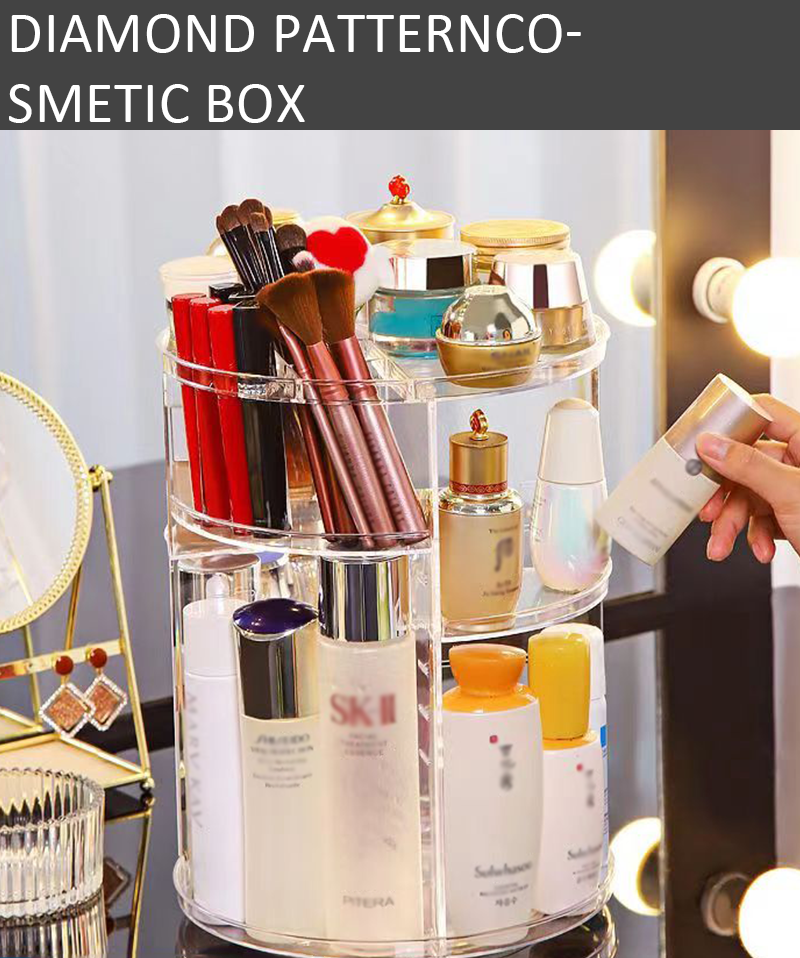 Promotional 360 Degree Rotating Transparent Plastic Cosmetic Organizer Removable Makeup Storage Box factory