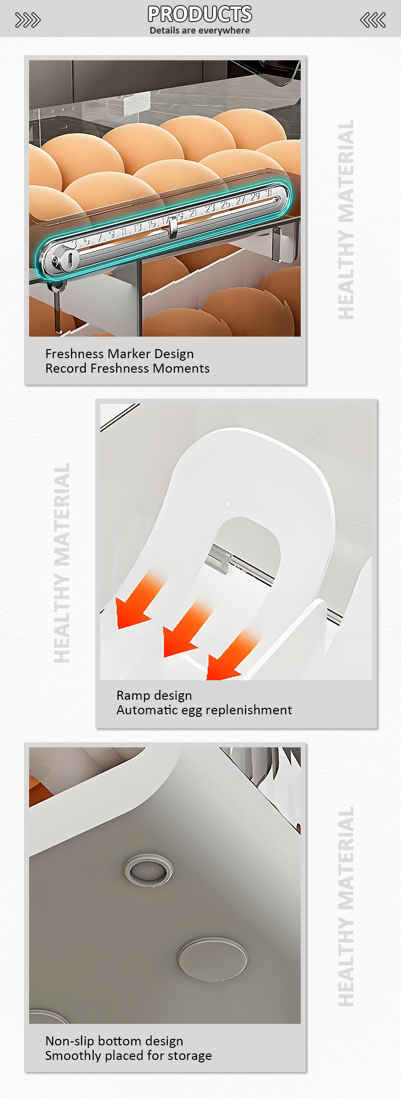 Hot Selling 2-Layer White PP Plastic Storage Container Detachable Fresh Egg Organizer GLOSSY Techniques Egg Dispenser Timer factory