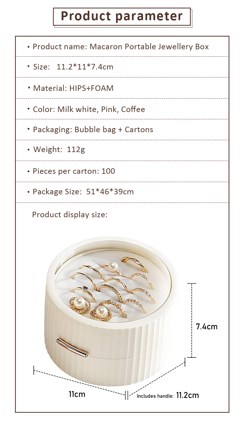 Hot New Light Luxury Mini Jewelry Box Plastic Portable Round Jewellery Storage Box with Magnetic Clasp manufacture