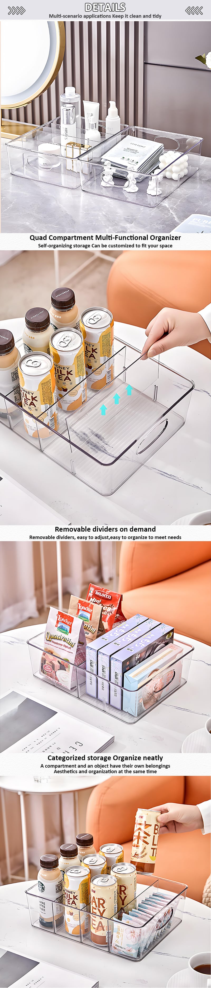 Modern Simple Transparent Design PET Plastic Box Fridge Organizer for Children Toys Books Storage Organization Bins supplier