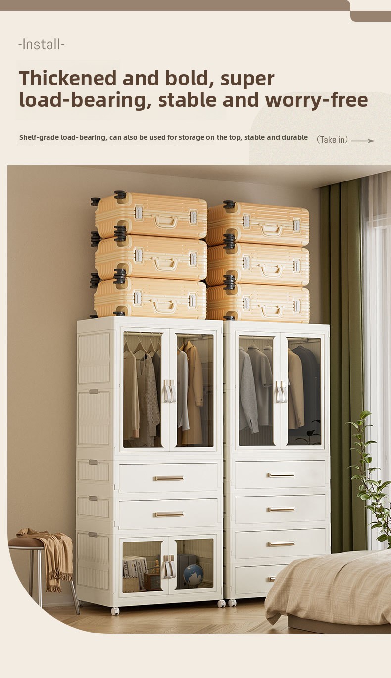 Modern Design PP Plastic Foldable Children's Wardrobe Bedroom Household Storage Cabinet Baby Clothes & Toy Storage Box details