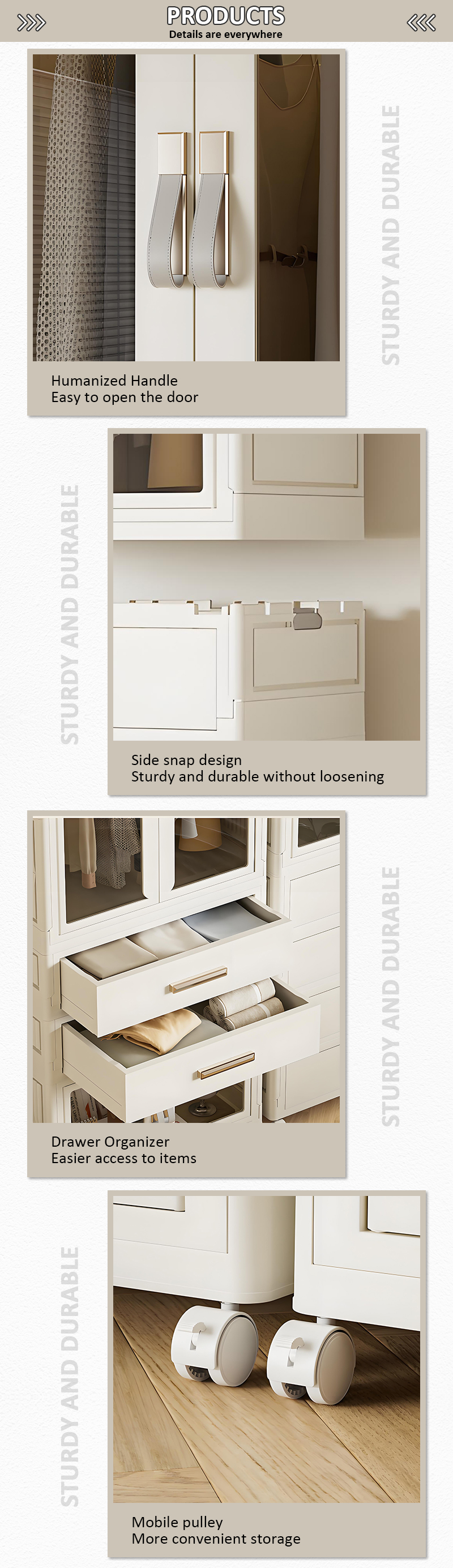 Hot Selling White Portable Foldable Plastic Wardrobe Multifunctional Conveniently Assembled for Bedroom Living Room Bathroom supplier