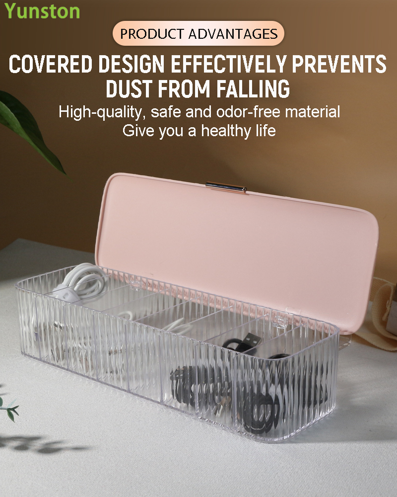Dustproof Transparent Plastic Storage Box for USB Data Cable Rectangle Shape Cover Included manufacture