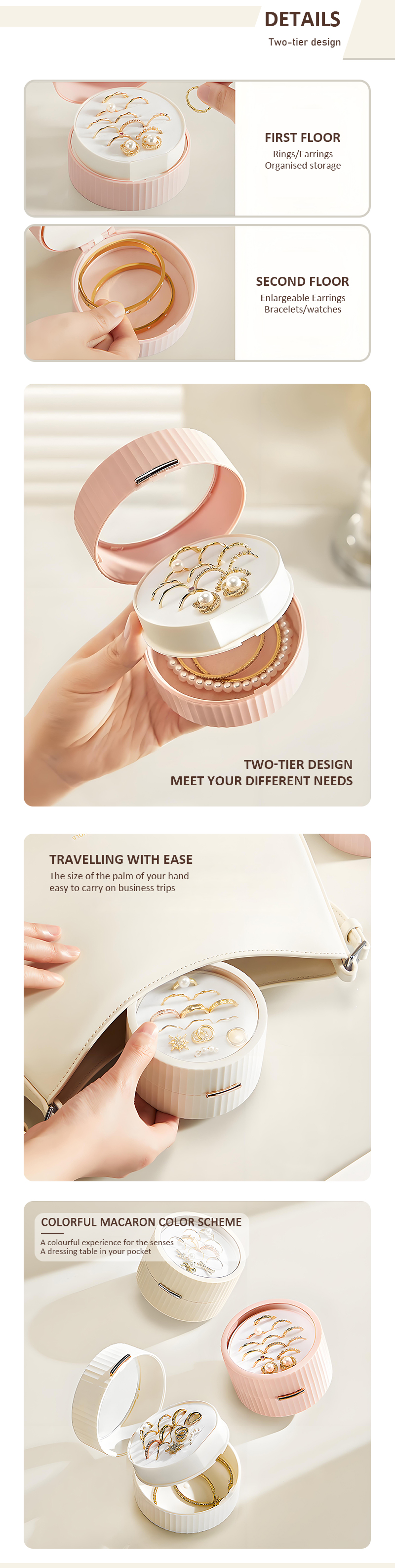 Hot New Light Luxury Mini Jewelry Box Plastic Portable Round Jewellery Storage Box with Magnetic Clasp factory