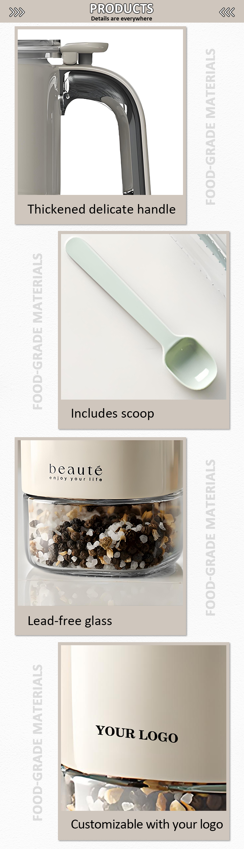Large Capacity Press-Sealed Glass and PET Spice Seasoning Box Cross-Border Moisture-Proof Kitchen Food Storage Container supplier