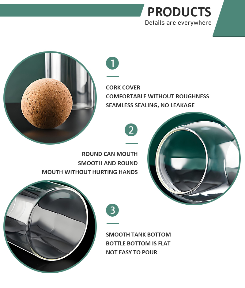 500/800/1200 Ml Multiple Size Food Container Kitchen Storage Glass Jar with Wood Ball Lid details