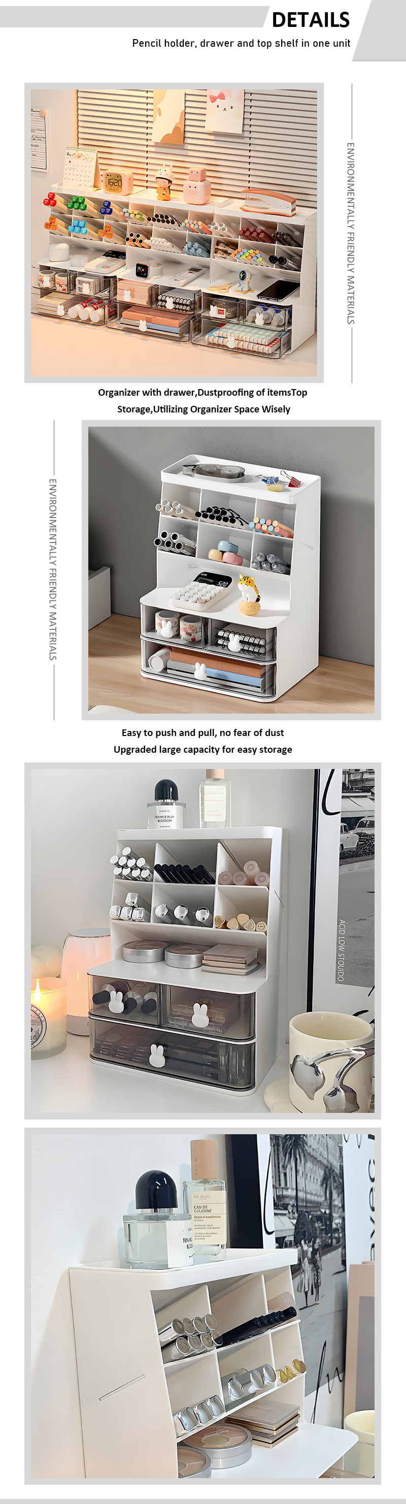 Hot Products Large-capacity Multifunctional Drawer Organizer Desk Cosmetic Organizer Slant Insert Pen Holder supplier