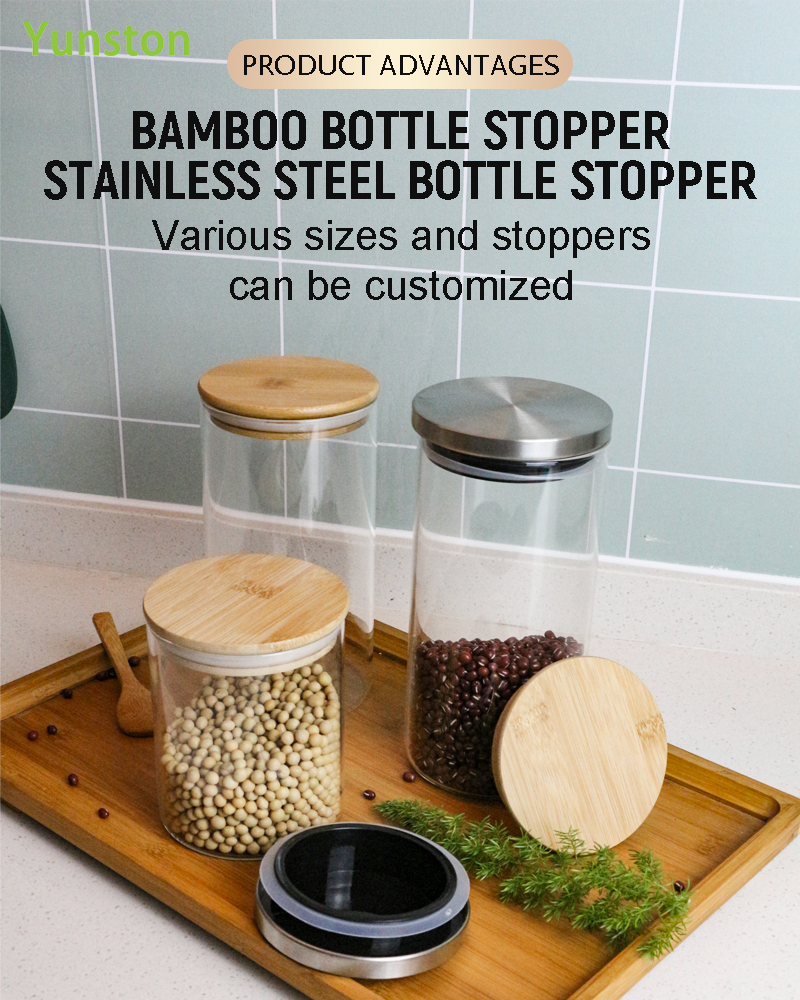 Clear Glass Storage tank with Wooden Lid Multigrain Storage sealed tank High Borosilicate Glass sealed tank factory