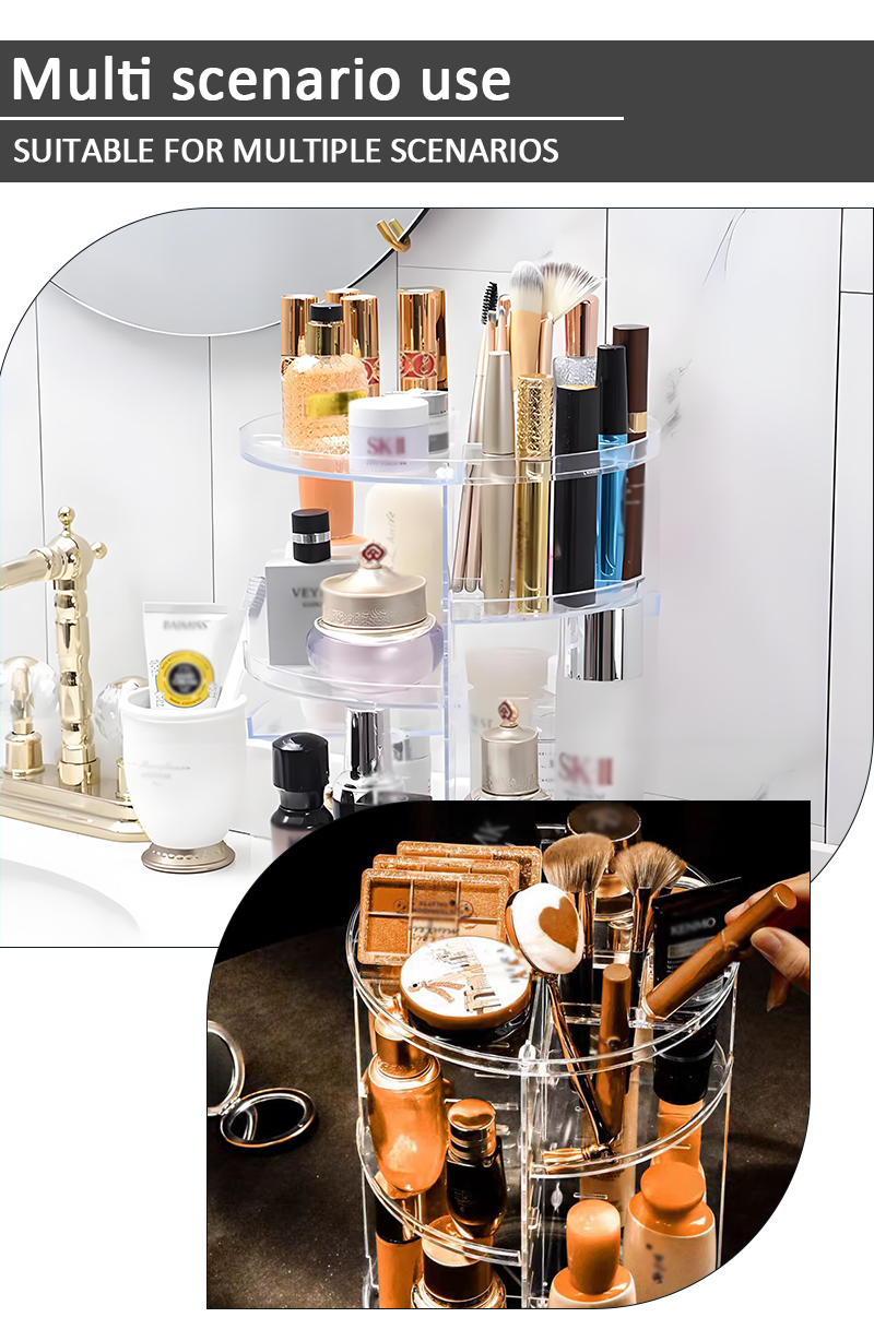 Promotional 360 Degree Rotating Transparent Plastic Cosmetic Organizer Removable Makeup Storage Box supplier