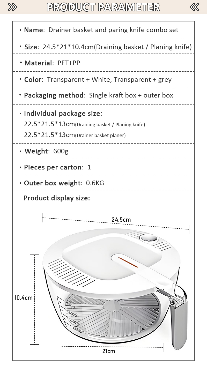 Food Grade Plastic Kitchen Multifunctional Vegetable Cutter Slicer Transparent Fruits Drain Basket 2 in 1 Vegetable Grater details