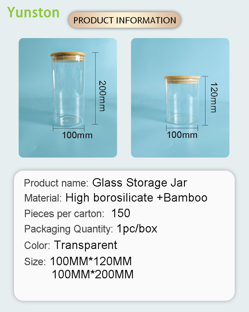 Clear Glass Storage tank with Wooden Lid Multigrain Storage sealed tank High Borosilicate Glass sealed tank factory
