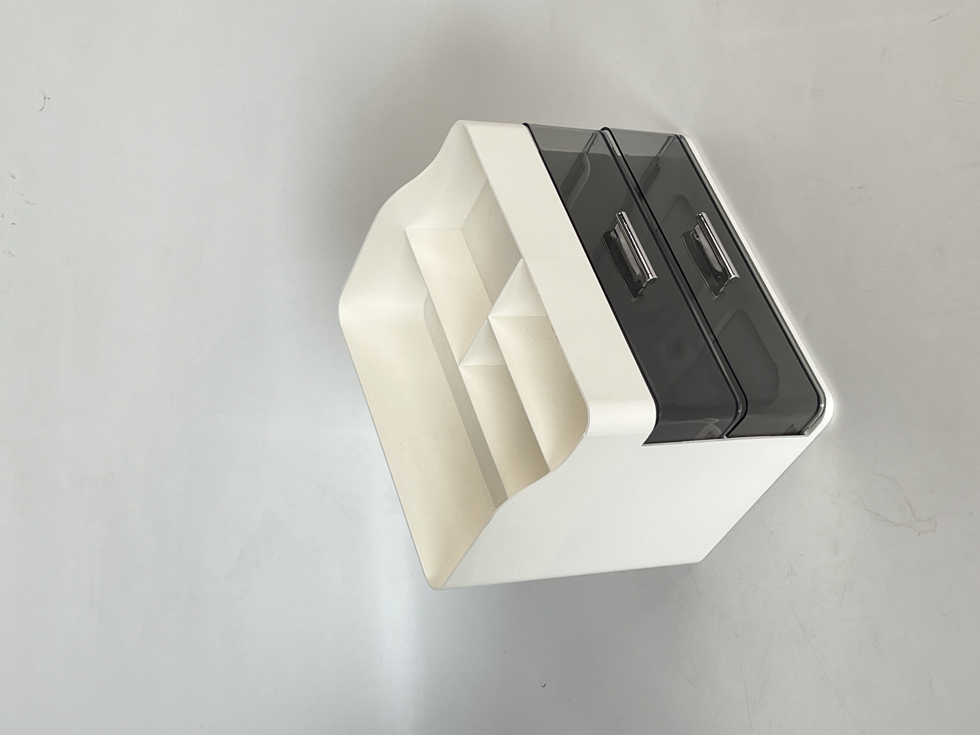 Hotsale Modern Design Customization Plastic Box Living Room Bedroom White Double-layer Drawer Desktop Storage Box manufacture