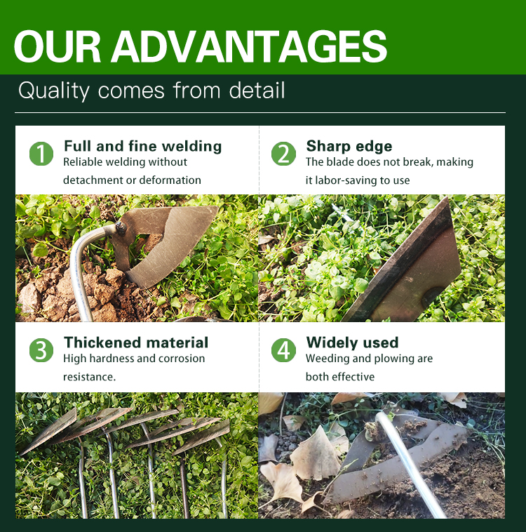 Wholesale Cheap Customized Hot Forged Carbon Steel Iron Agriculture Farming Weeding Tool Garden Home Hoe with Handle details