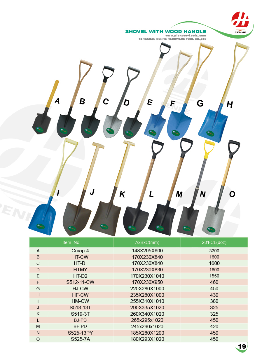 Factory Direct Produce Farming Agricultural Tools 50Mn Steel Spades  Shovels with Wood Handle details