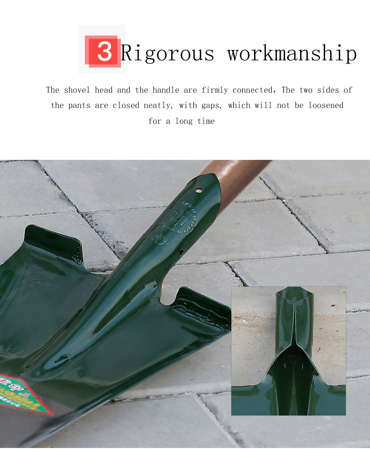 Farm Tools Flat Mouth Shovel Head Garden Tools Square Spade Shovel With Wood Handle factory