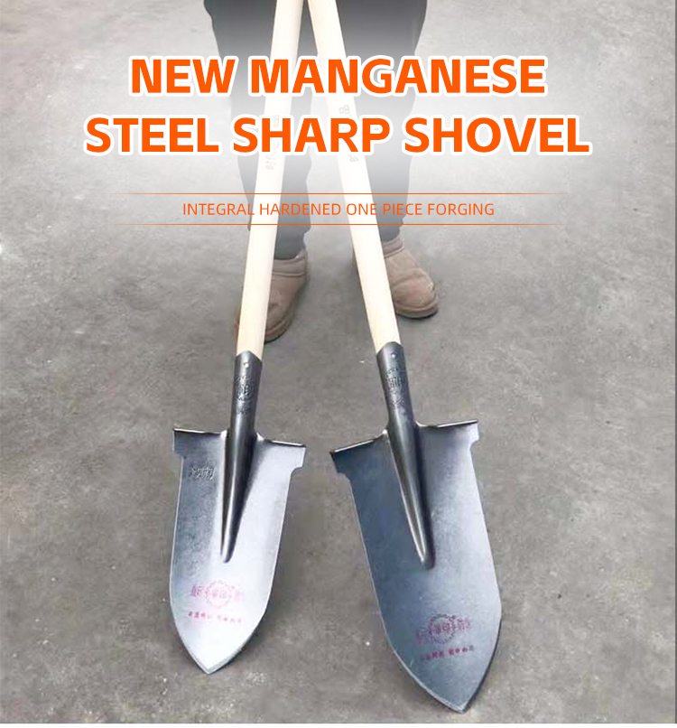 Factory Direct Sale Farming Tools Steel Round Garden Spade Shovel with Wooden Handle details