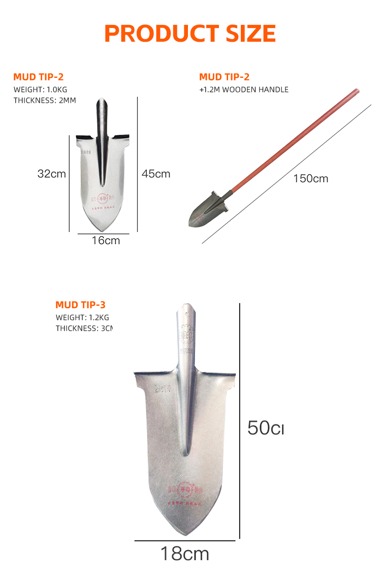 Factory Direct Sale Farming Tools Steel Round Garden Spade Shovel with Wooden Handle factory