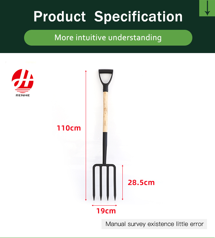 Hot Sale Garden Hand Tools Steel D Grip Wood Handle Digging Fork Spade with Four Teeth Garden manufacture