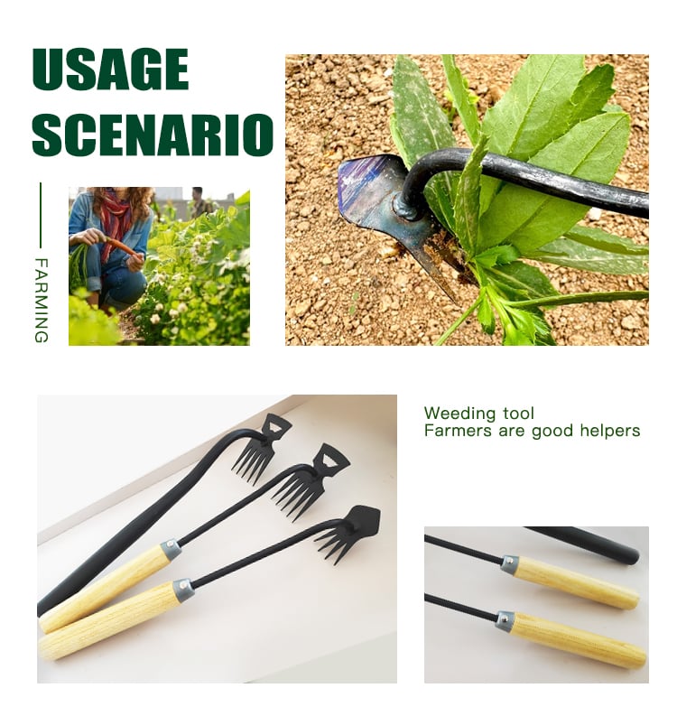 Chinese Factory Small Garden Hoe Durable Multifunction Farming Weeding Tool with Steel Wood Handle supplier