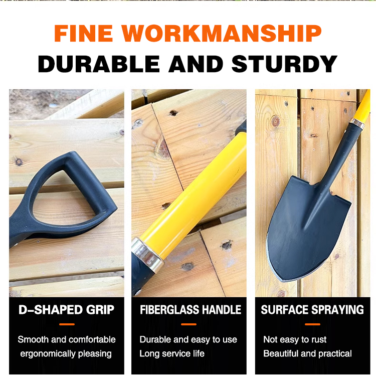 24Hours Sample Farming Tools Mini Steel Spade Small Shovel With Fiberglass Handle details